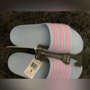 Adidas Women's Pastel Blue and Pink Sandals